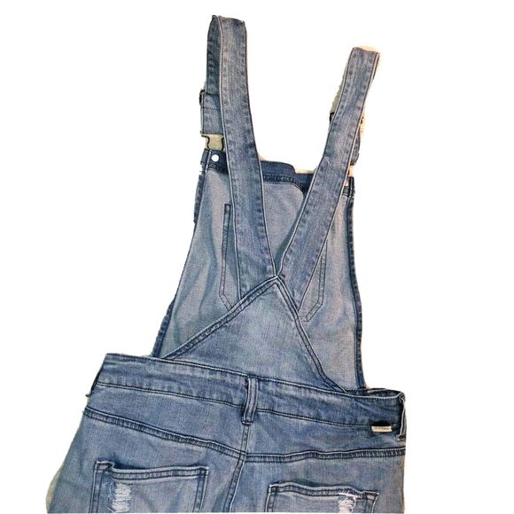Sky & Sparrow Bib Overalls Sz 7 Distressed Blue Stretch Denim - Picture 6 of 8